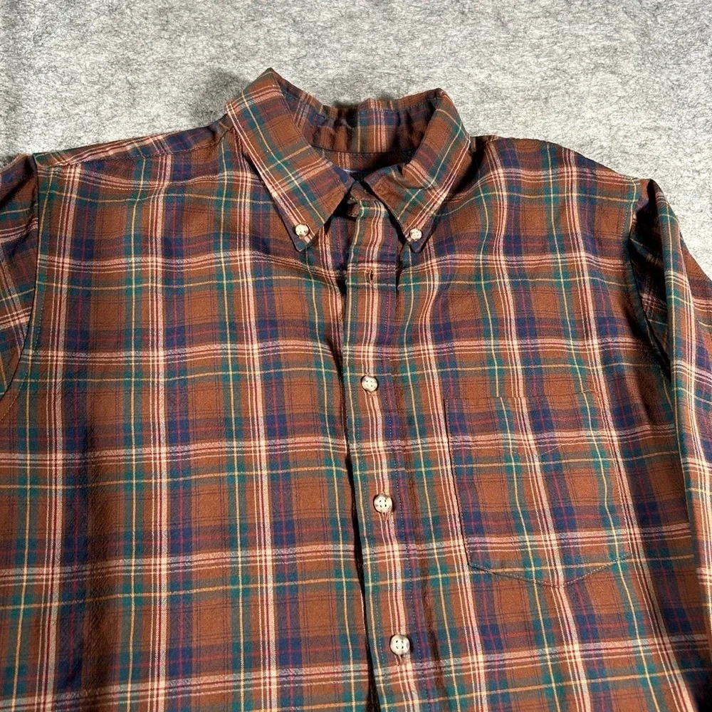 Sir Pendleton Plaid Shirt Mens Large Brown Plaid Wool Flannel Classic Outdoor